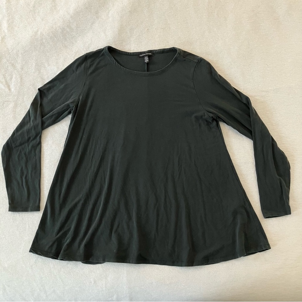 Eileen Fisher small gray long sleeve swing top, small